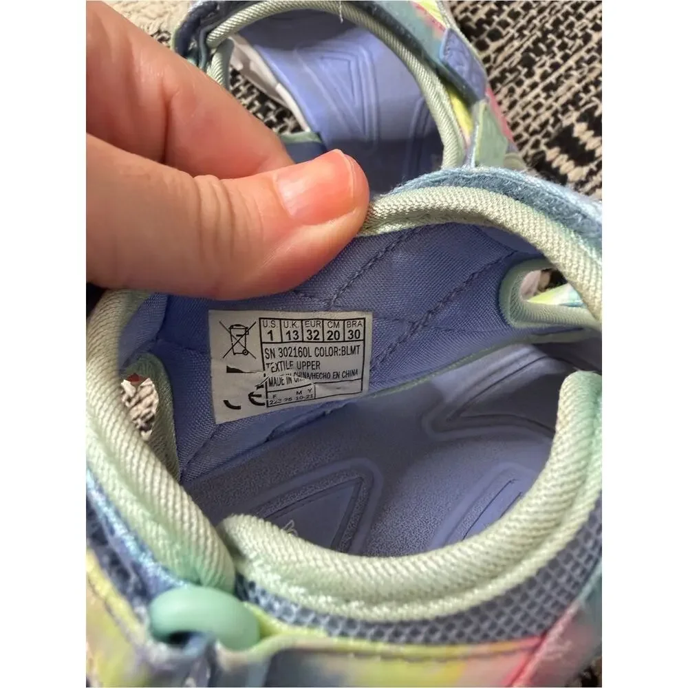 Skechers Heart Lights Kids Tie-Dye Light-Up Sandals - Pastel Rainbow girls size